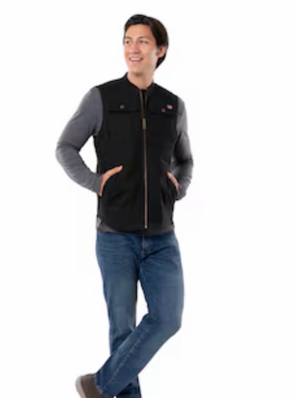 Wrangler Workwear Canvas Work Vest Jacket Full Zip Pockets Black Mens size 2XL